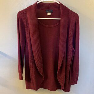 Basic Edition Faux Layered Sweater Purple Long Sleeve Medium
